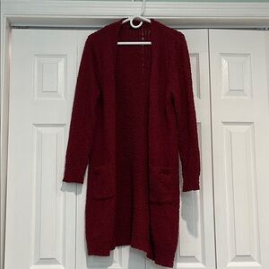 Chic Maroon Open-Front Cardigan